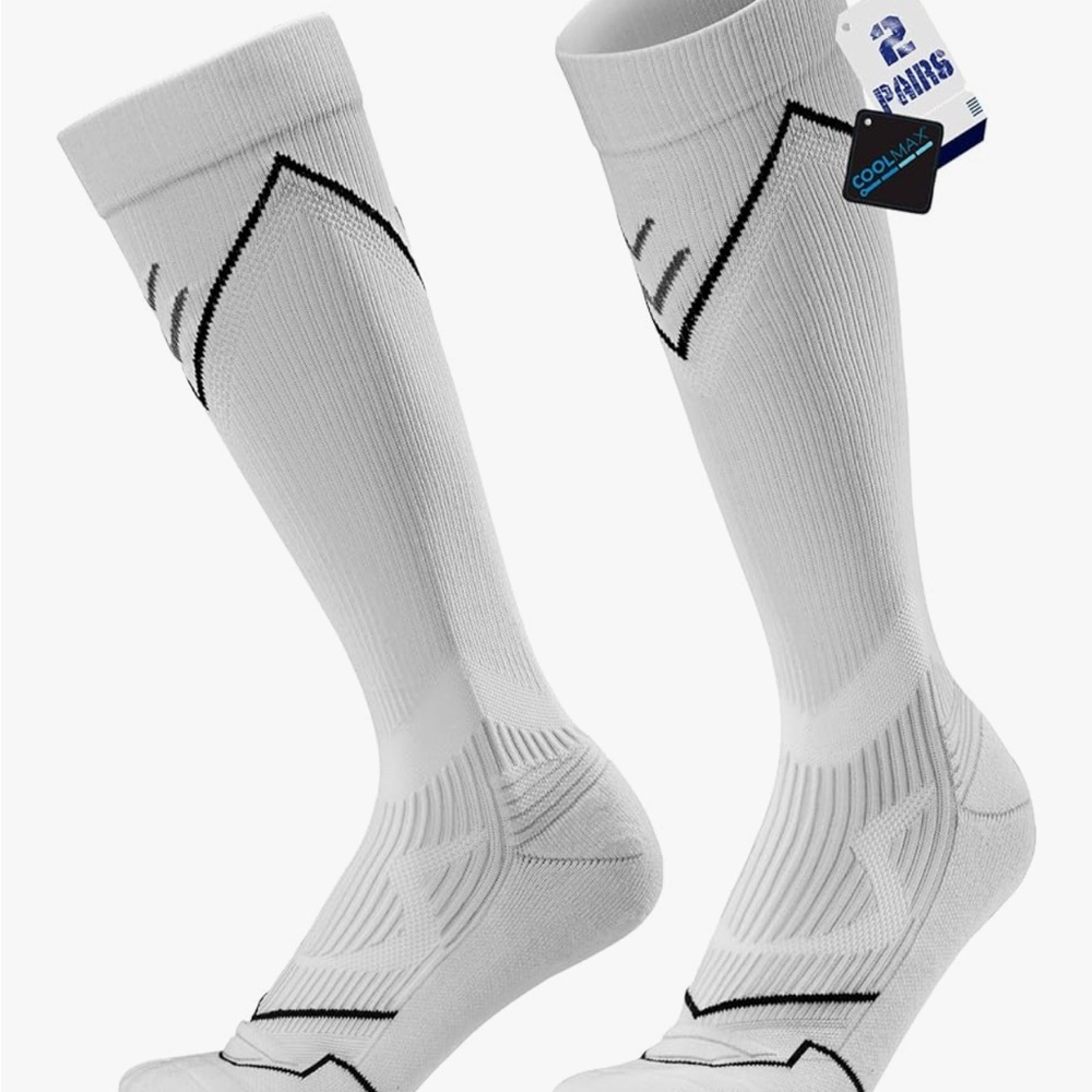 White Men's Performance Compression Athletic Socks
